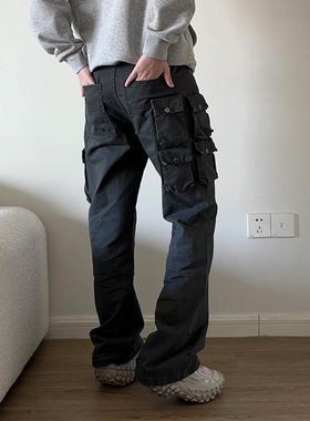 Double99美式复古工装裤水洗高街多口袋直筒男女宽松百搭休闲裤