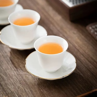 手工羊脂玉瓷杯托花瓣杯垫陶瓷品茗杯垫茶杯底托功夫茶具小茶碟