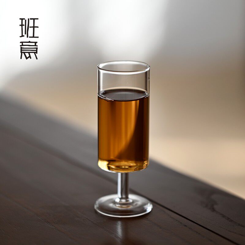 班意猴魁杯品茗杯耐热玻璃杯高脚直身绿茶杯香槟杯创意个性杯子