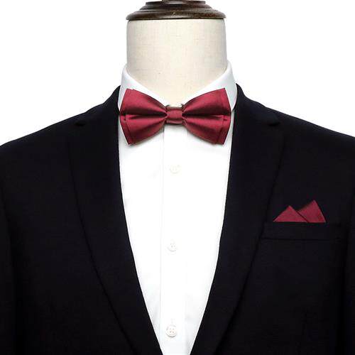 男士纯色新郎结婚领结伴郎酒红色婚礼蝴蝶结西装衬衫礼服男式双层