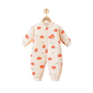 婴儿棉衣服秋冬季加厚保暖连体衣套装新生儿夹棉哈衣宝宝棉服冬装