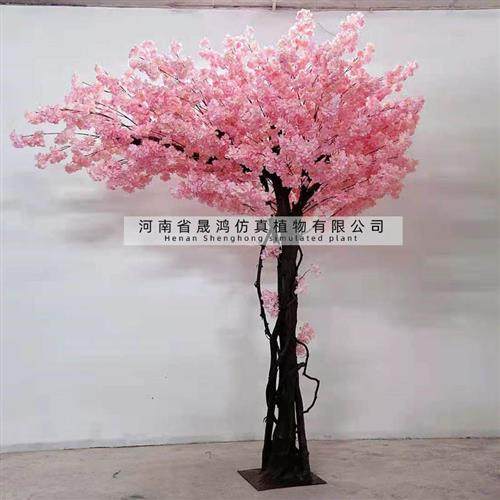 仿真单边樱花树假树大型仿真树人造树玻璃钢樱花树粉色桃花树