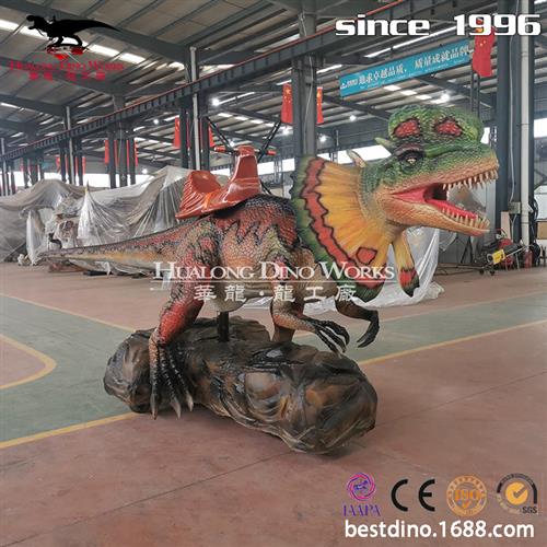 仿真骑乘恐龙公园游乐场商场小朋友喜爱彩车乘骑双冠龙坐骑恐龙