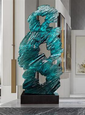 乔迁开业礼轻奢高档太湖石透明树脂雕塑客厅玄关家居软装饰品摆件