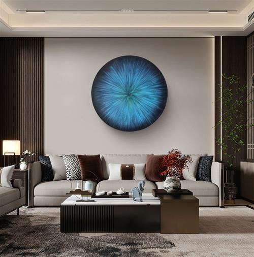 现代金属壁饰不锈钢水波浪纹圆形装饰挂件客厅酒店背景墙轻奢壁