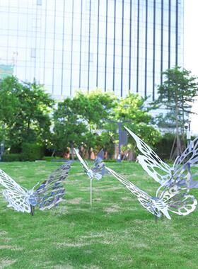 户外不锈钢镂空蝴蝶坐凳座椅雕塑售楼部商场园林景观草坪装饰摆件