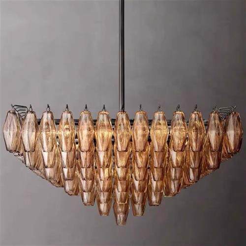 RH吊灯美式简约现代轻奢港风别墅客餐厅卧室水晶玻璃吊灯