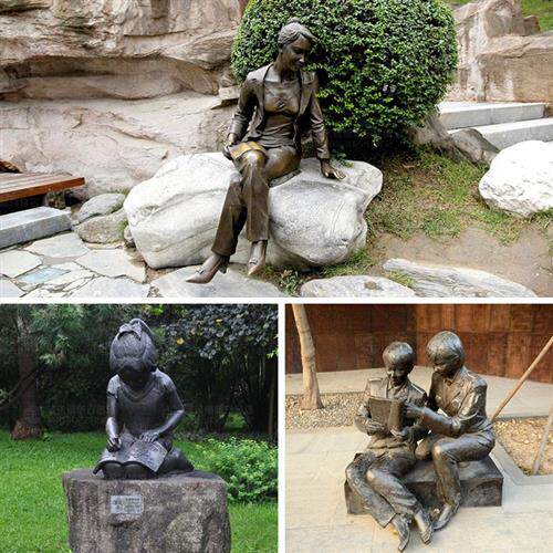 铸铜人物校园看书雕塑学生读书铜像学校公园广场景观金属摆件