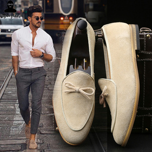Suede Loafers Slip-On Casual Shoes Men's Versatile Footwear