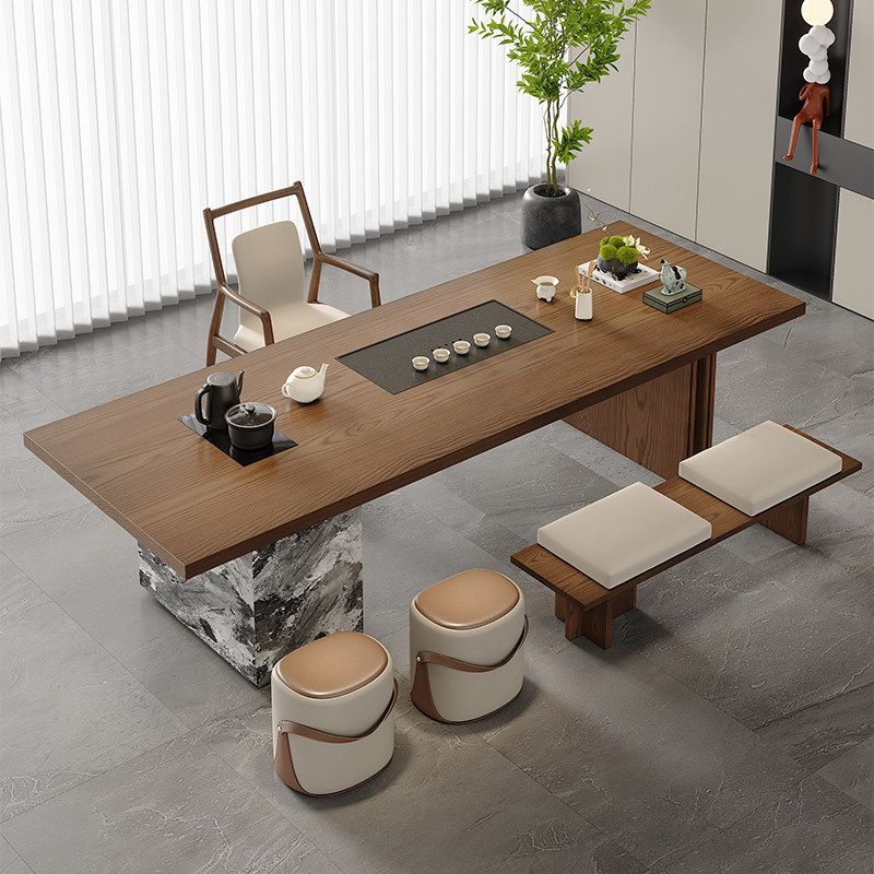 现代实木岛台茶桌轻奢高级感高端烧水壶嵌入式一体茶台茶桌椅组合,住宅家具,家用茶台/茶桌,淘宝优惠券,粉丝福利购,淘宝优惠卷