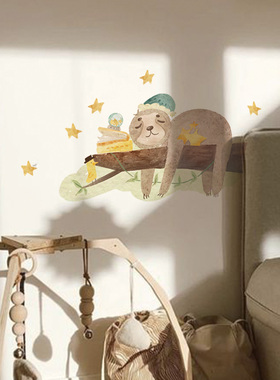 Astrkiz《Fantasy Dream》丹麦原创手绘树獭酣睡蒙氏儿童墙贴卡通