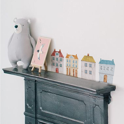 《城市探险》复古北欧动物贴纸儿童墙贴自粘贴小房子宝宝墙面装饰