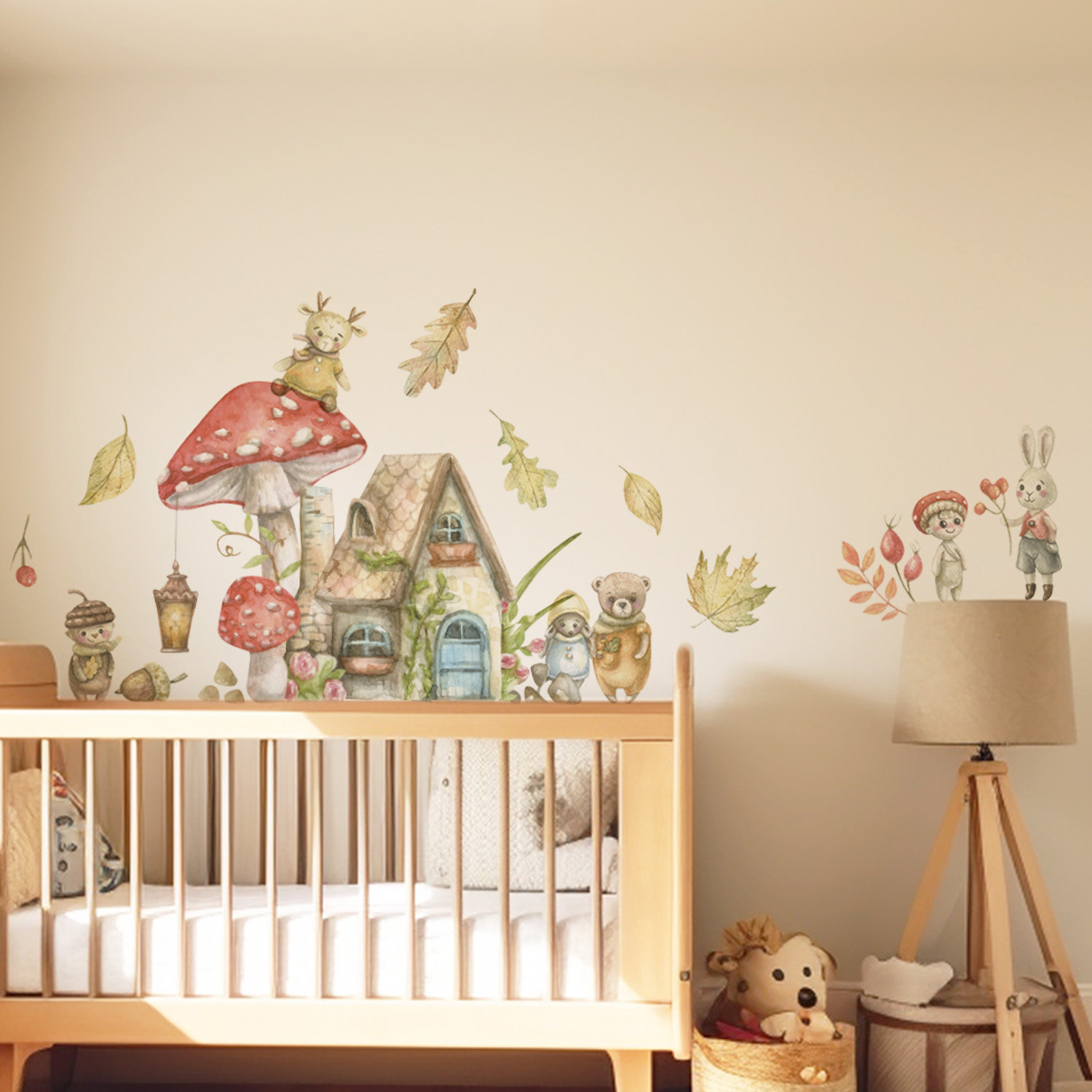 Astrkiz《mushroom》丹麦童话绘本小动物插画儿童房改造墙贴装饰