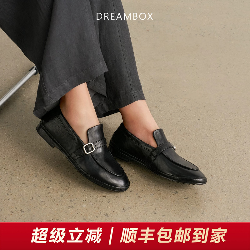 石洗马皮一脚蹬轻便乐福鞋