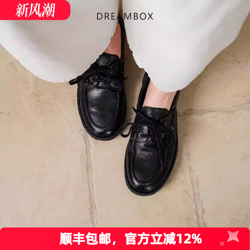 水洗马皮英伦复古帆船鞋