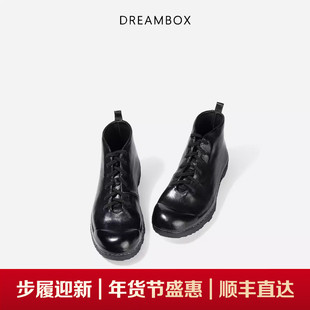 dreambox钧博水洗马皮高帮马丁靴秋冬新款女靴纯手工英伦复古短靴