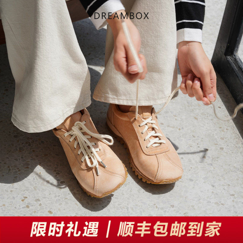 dreambox钧博水洗马皮德训鞋2026春夏新款女鞋时尚百搭运动休闲鞋