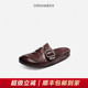 舒适一脚蹬软底勃肯鞋 外穿女鞋 夏季 DREAMBOX钧博水洗马皮包头拖鞋