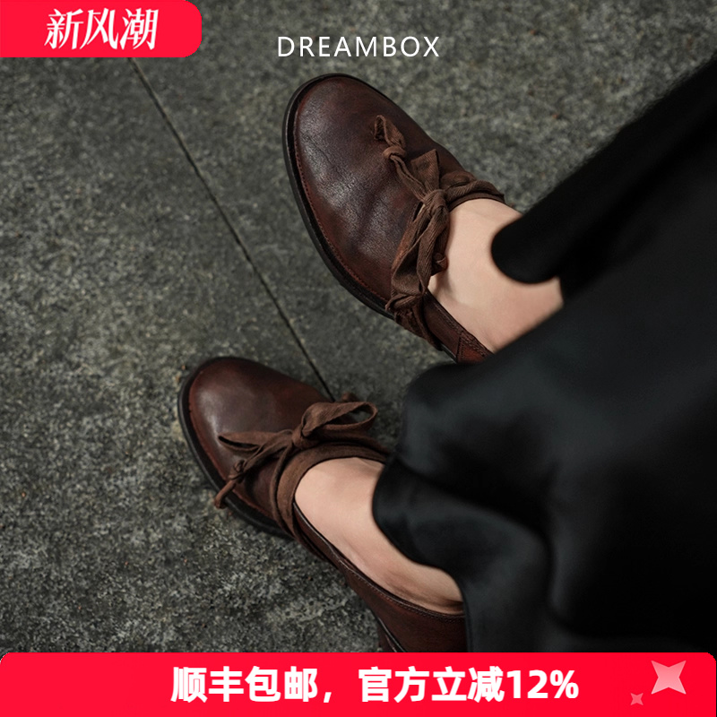 时尚轻奢个性绑带袋鼠皮乐福鞋