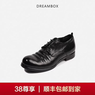 DREAMBOX钧博水洗马皮暗黑复古德比鞋英伦气质女士小皮鞋