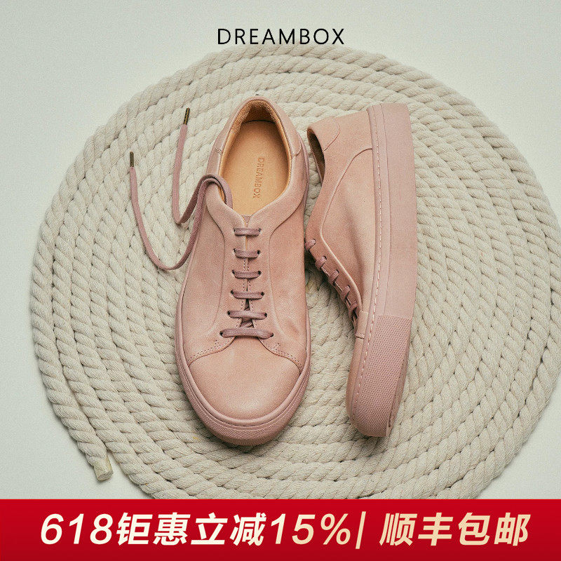 DREAMBOX钧博水洗马皮平底休闲板鞋2026新款小白鞋男女款鞋子