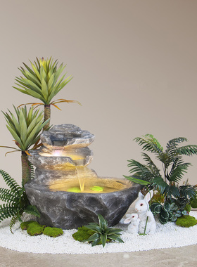 楼梯下方流水造景客厅玄关水循环流水摆件成品鱼池喷泉水景组合