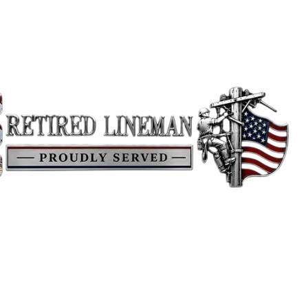 Retired Lineman Proudly Served Metal Car Emblem 退休电工车贴