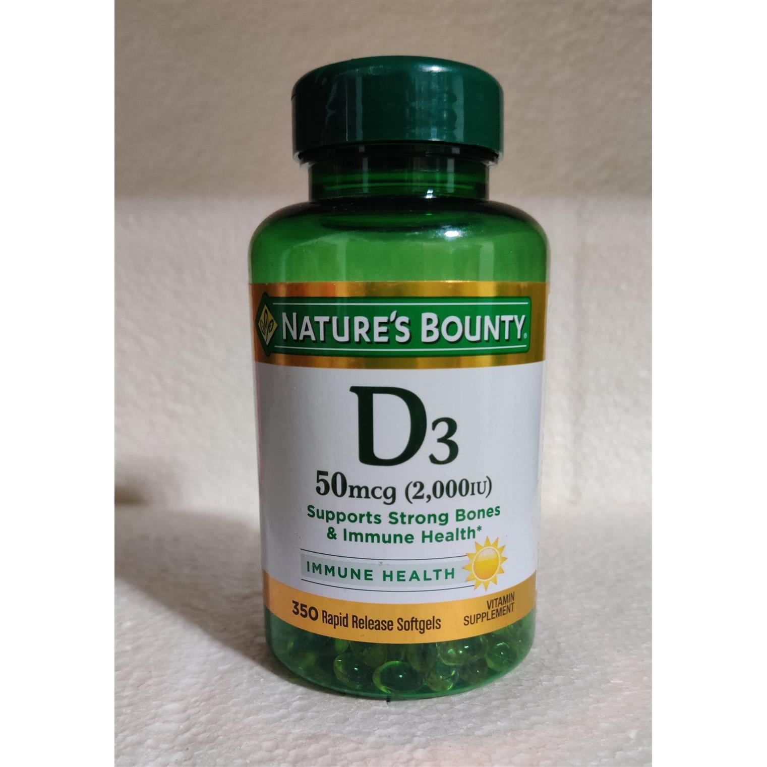 美国Nature's Bounty维生素D3 维他命软胶囊2000IU*350粒