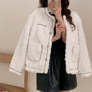 [本初]小香风百搭羊羔毛外套女秋冬2024新款小个子毛毛绒加厚上衣