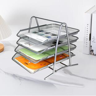 网状文件架四层文件座资料篮收纳框架三层整理置物架金属档案框办