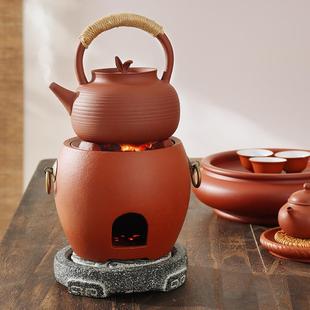 潮州砂铫壶煮水提梁壶红泥煮茶器家用电陶炉户外炭炉围炉煮茶碳炉