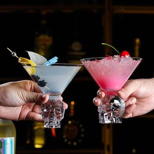 三角马天尼杯水晶高脚杯骷髅头鸡尾酒杯子酒吧个性 香槟杯马提尼杯