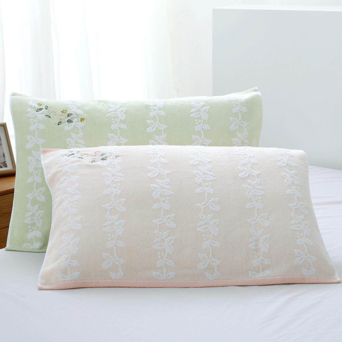 2条纯金号棉枕巾一对柔软厚实透气精美高雅绣花A类情侣家用宿舍,床上用品,枕巾,淘宝优惠券,粉丝福利购,淘宝优惠卷