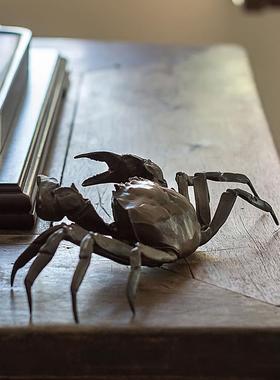 铜螃蟹摆件纯铜茶宠精品工艺品茶几书房高档仿真小动物摆设礼物