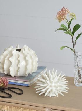 Powkhome地中海仿真珊瑚陶瓷摆件创意手工捏花样板房客厅桌面装饰