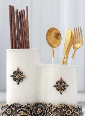 家居饰品厨房餐桌装饰品摆设筷子筒摆件收纳双筒沥水陶瓷工艺品
