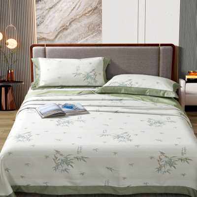 加厚双层竹纤维冰丝凉席三件套软床单可水洗机洗高端床笠款夏季