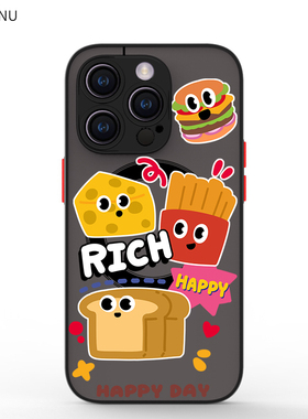 适用于iphone17air手机壳12mini磁吸13磨砂se可爱卡通8plus肤感14pro全包11防摔黑色16e薯条magsafe15max