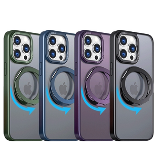 适用于iPhone16e手机壳苹果14plus新款磨砂透明13pro自带旋转支架12防摔11磁吸手机套15max高级感简约17air