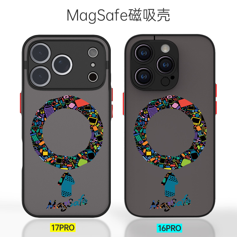 适用苹果13磁吸手机壳卡通涂鸦