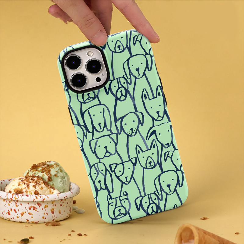 线条狗个性磁吸手机壳双层硬壳