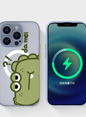 奔斯特iPhone16pro肤感磁吸14magsafe手机壳适用13mini创意款磨砂se2灰色15plus苹果11可爱动画12max小鳄鱼