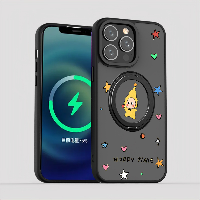 可爱星星人旋转支架磁吸手机壳