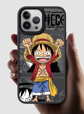 适用iphone13max黑色磨砂15plus海贼王动漫14个性11路飞男magsafe手机壳12pro保护壳17air卡通16e磁吸保护套