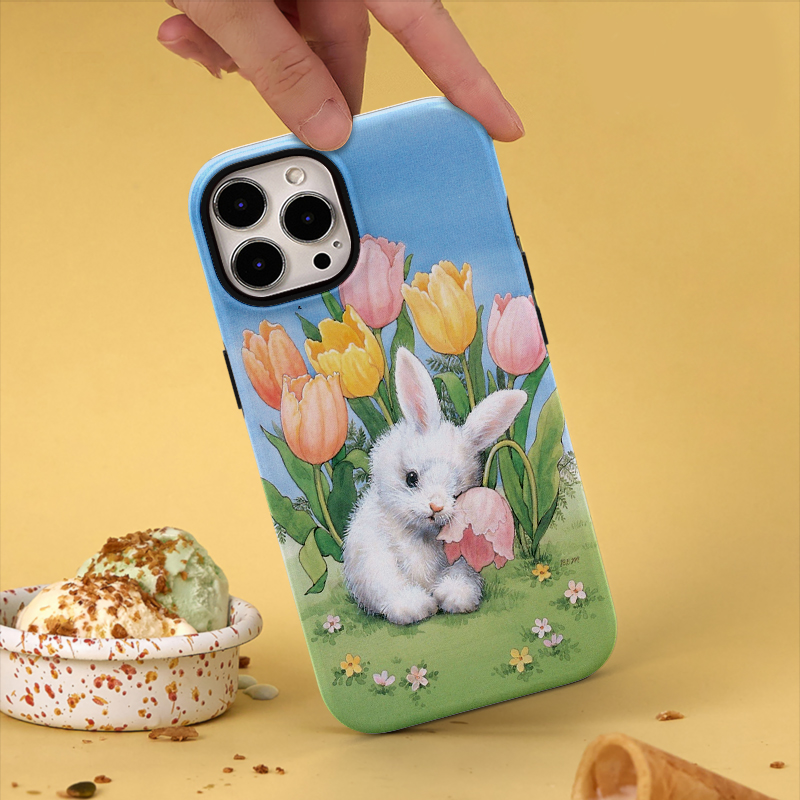 可爱小白兔苹果磁吸手机壳