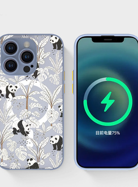奔斯特13mini肤感磁吸14magsafe手机壳适用iphone网红创意磨砂se2灰色15plus苹果11pro个性可爱12max国宝熊猫