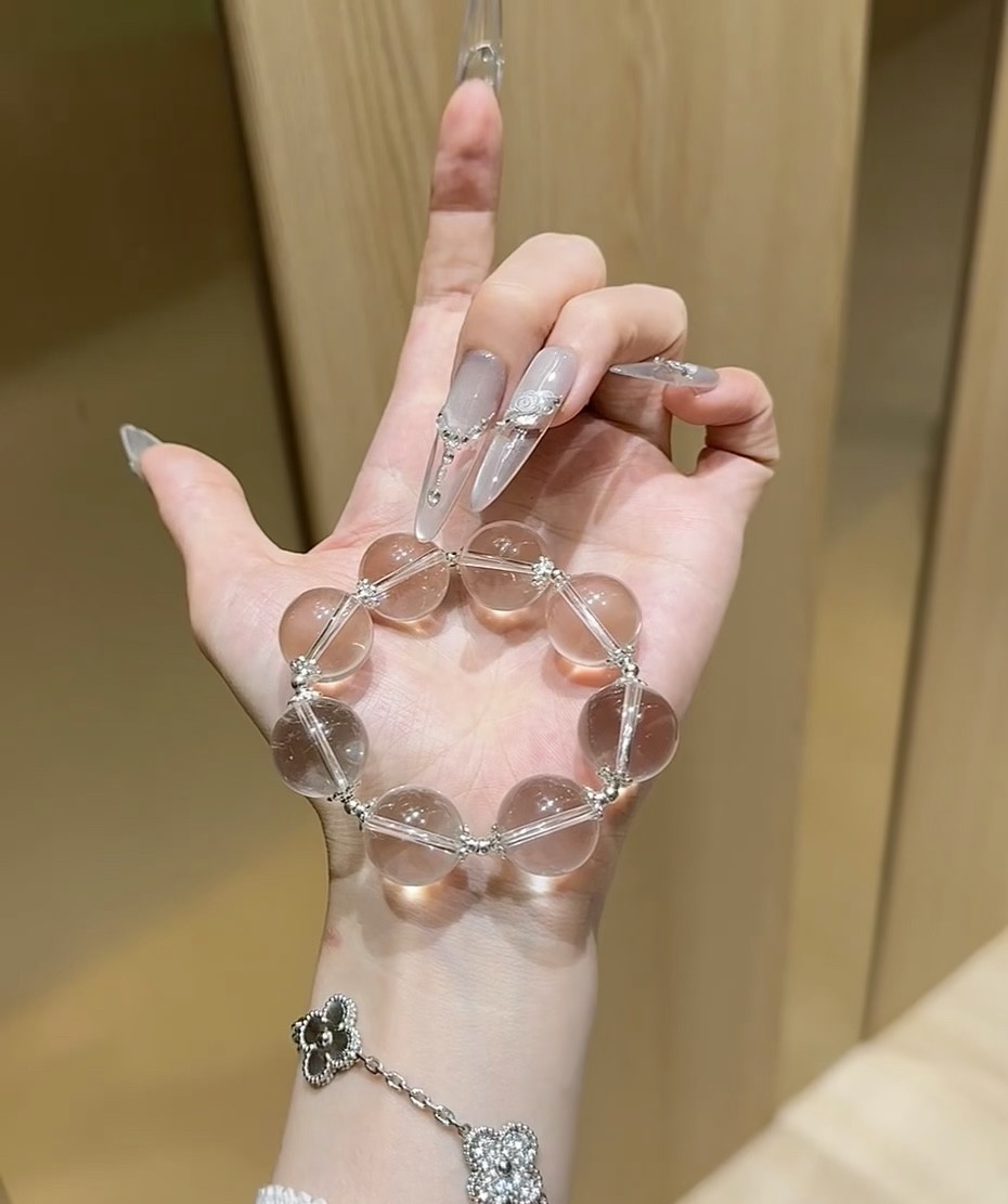 天然白水晶手链纯晶体原创隔珠女款单圈手串送女友闺蜜生日礼物