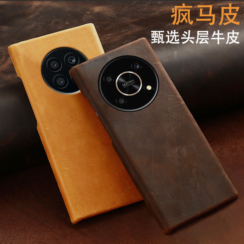 适用荣耀X30手机壳牛皮疯马皮半包后盖荣耀X30i高档真皮保护套
