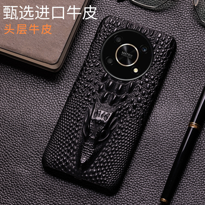 适用荣耀X30手机壳牛皮龙头纹半包后盖荣耀X30i高档真皮保护套
