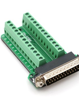 New 1PCS DB25 Male 25Pin Plug Breakout PCB Board 2 Row Term